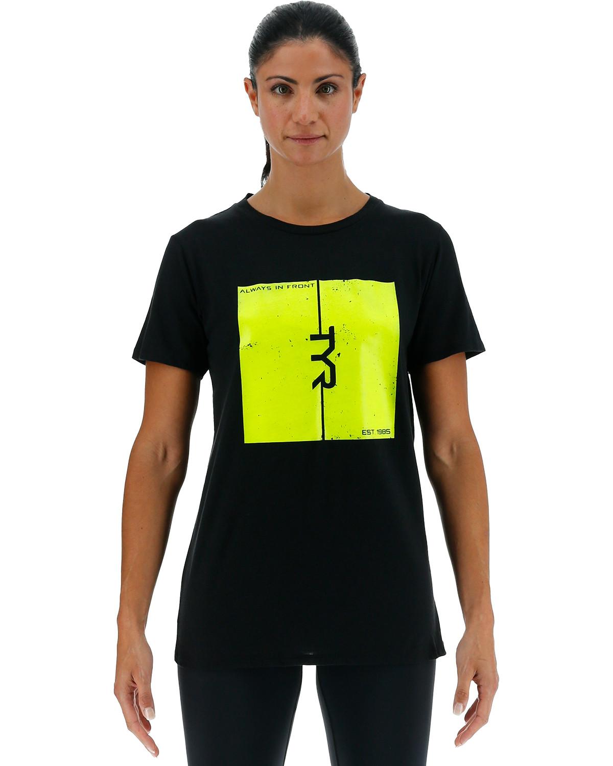 Изображение на TYR UltraSoft Women's Short Sleeve Graphic Tee - Attak Yellow Logo